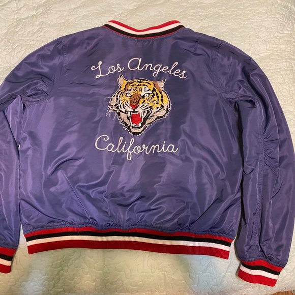 Forever 21 Bomber Jacket Tiger California Blue Women's Plus Size 2XL - Picture 4 of 8